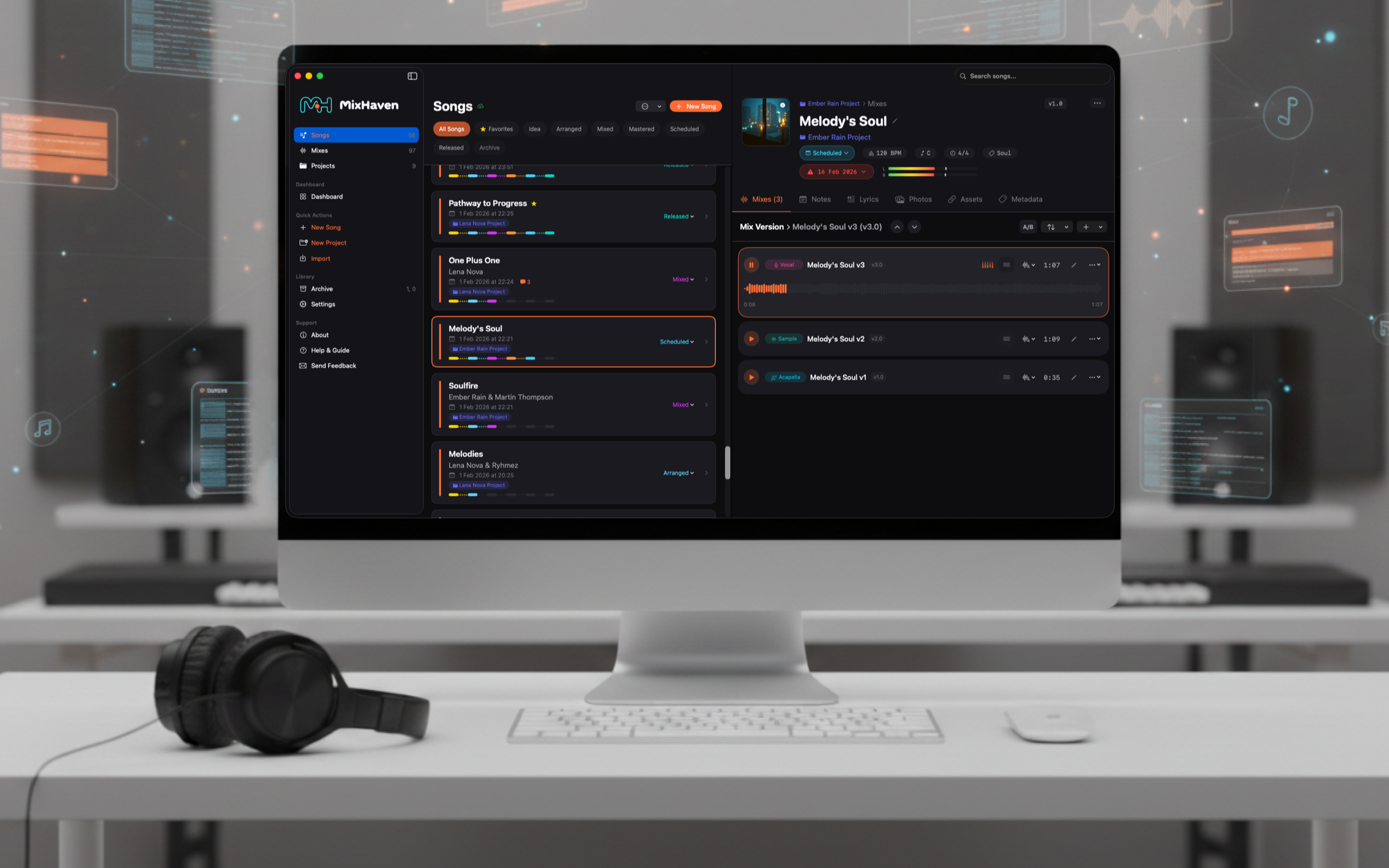 MixHaven project management desktop app for music creatives